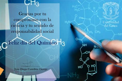 Mensaje de felicitación en el Día del Químico Universidad del Cauca