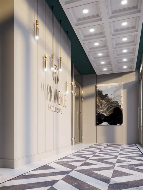 Residential Lobby On Behance Marble Flooring Design Lobby Interior