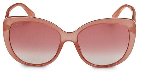 gucci 57mm round cat eye sunglasses in pink lyst