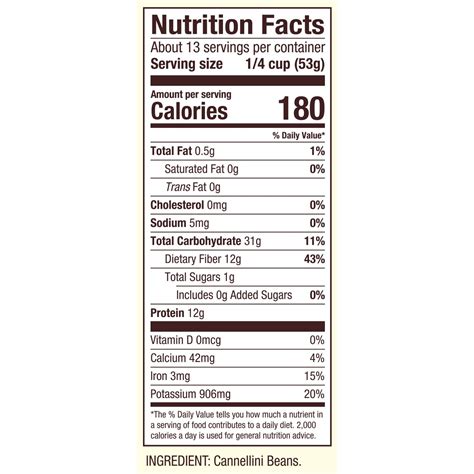 Nutritional Information Dried Cannellini Beans Besto Blog