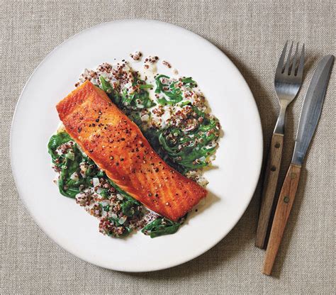 Salmon With Creamed Spinach And Quinoa Recipe
