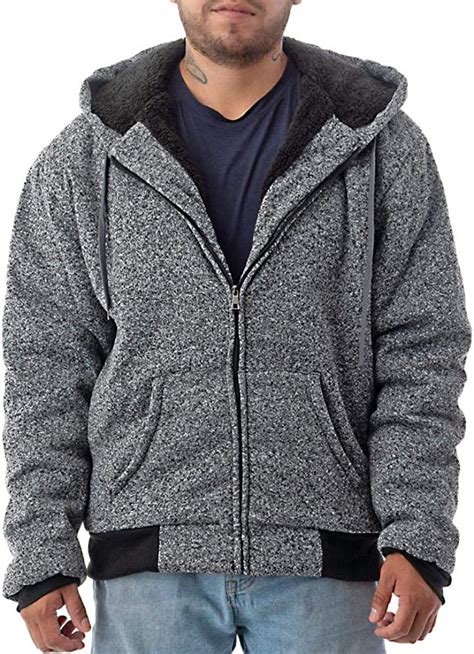 jvini men s ultra soft sherpa lined hoodie full zip heavy duty winter sweatshirts large
