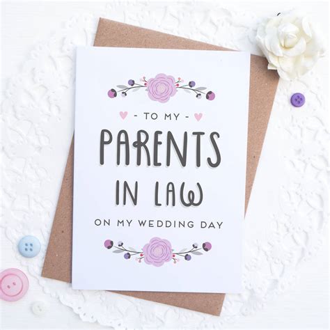 What to get parents for my wedding. To My Parents In Law On My Wedding Day Card By Joanne ...