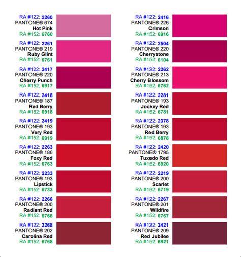 Free 6 Sample Pms Color Chart Templates In Pdf
