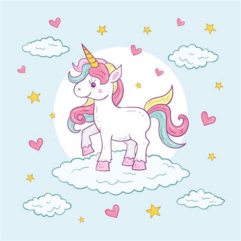 Premium Vector Colorful Cute Unicorn Character Illustration