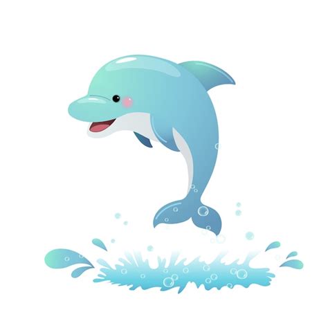 Premium Vector Cute Cartoon Dolphin Jumping Out Of The Sea