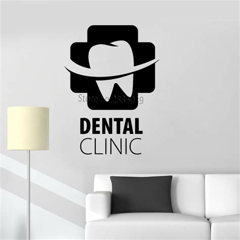 This dental canvas print is an aesthetic addition for your welcoming clinic. Art Design Dental Clinic Wall Decal Dental Care Logo Emblem Teeth Hospital Medicine Vinyl ...