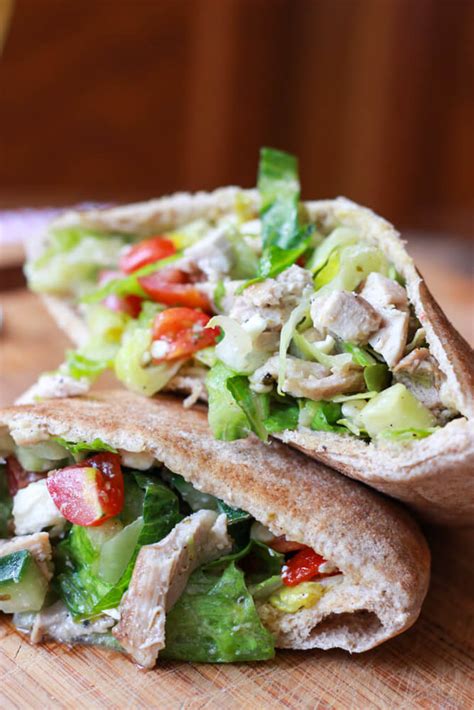 Greek Chicken Salad Pita Pockets Little Broken