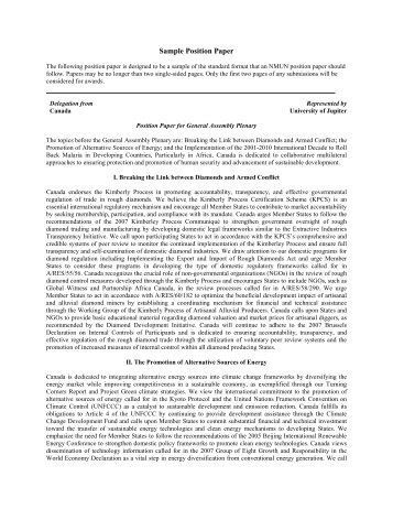 Use following template as a guide on how to write your position paper. Sample position paper mun security council - rntinel.web ...