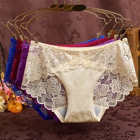 women s sexy lace briefs flowers panties see through bow knot underwear panty knickers on