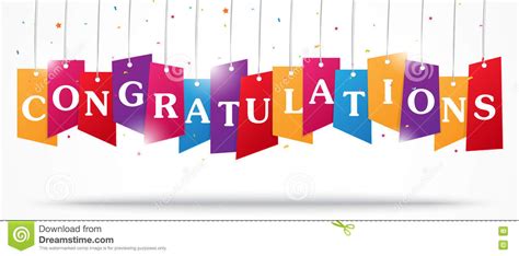 Congratulations Design On Label With Confetti Stock Vector