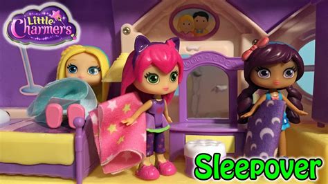 Little Charmers Hazel Lavender Posie Sleepover Party In Giant Dollhouse