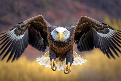 American Bald Eagle In Flight With Glaring Eyes Ai Generated Stock