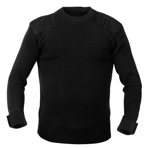 Black Crew Neck Military Commando Sweater
