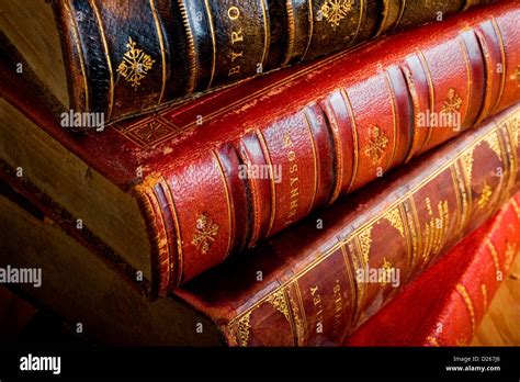 Antique Leather Bound Books Stock Photo Alamy