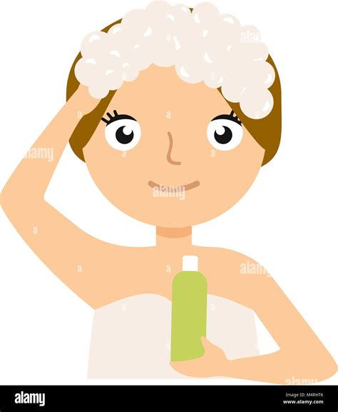 Hair Wash Shower Asian Stock Vector Images Alamy