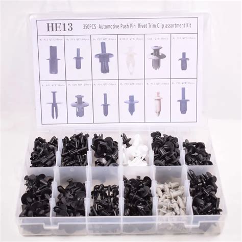 350pc 12 Sizes Auto Car Push Retainer Type Pins Nail Rivet Trunk Cover