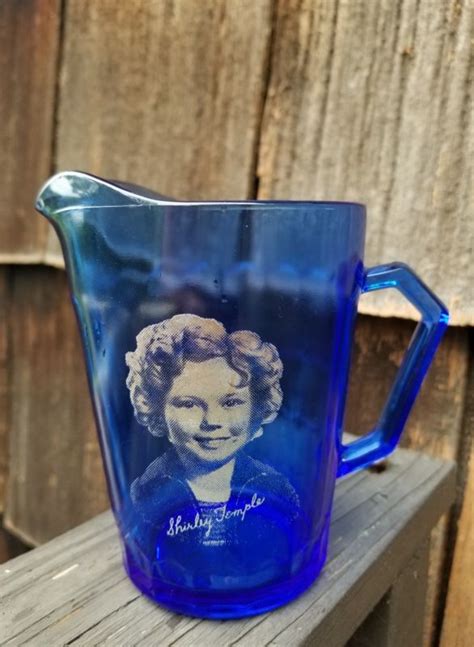 Vintage Shirley Temple Blue Hazel Atlas Glass Creamer Pitcher S