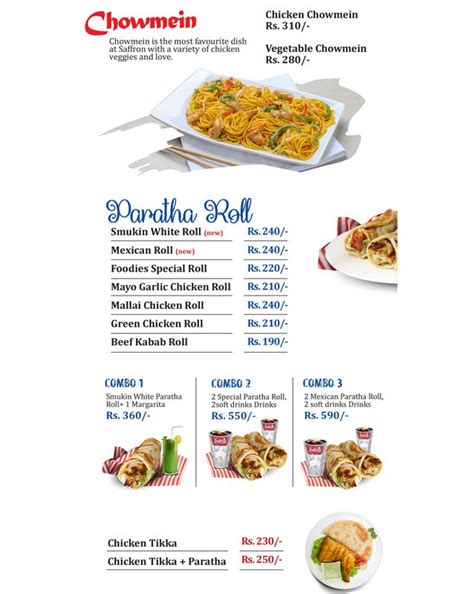 Saffron Restaurant Rawalpindi Menu Restaurant Menu