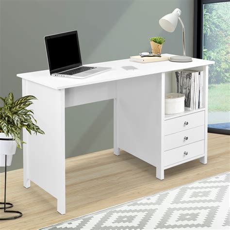 Techni Mobili Contempo Desk With 3 Storage Drawers White