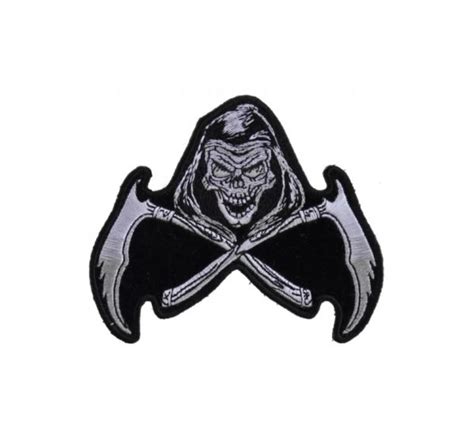 Reaper Skull Scythe Patch Brass Pole Motorcycle Accessories