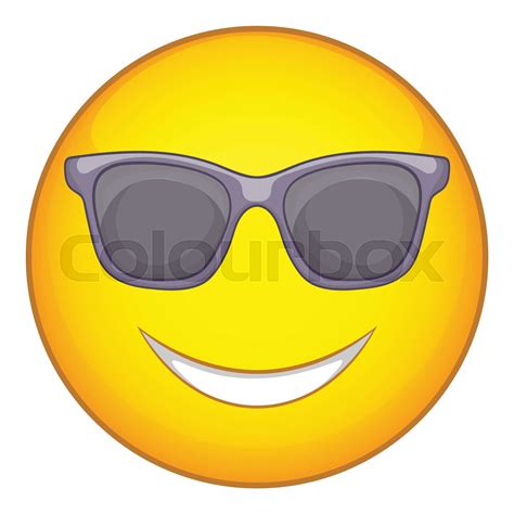 Happy Emoticon In Sunglasses Icon Cartoon Style Stock Vector Colourbox