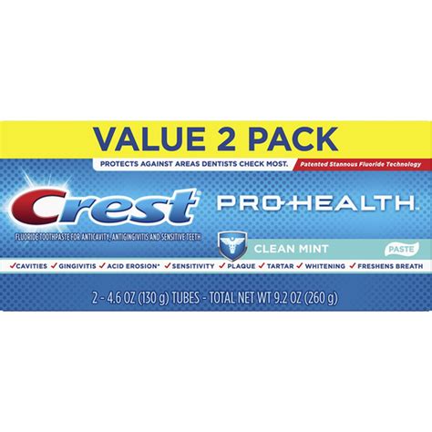 Crest Pro Health Toothpaste Clean Mint Value 2 Pack Pasta Dental