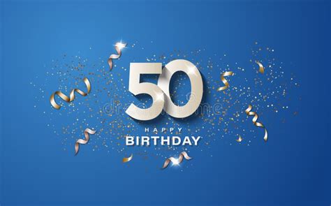 50th Birthday With White Numbers On A Blue Background Stock