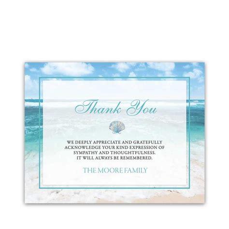 Thank You Card Template Memorial Service Beach Flat A2