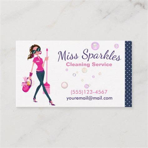 House cleaning business cards come in handy for helping to spread the word about your new cleaning business. Cute Trendy Cartoon Maid House Cleaning Services Business ...