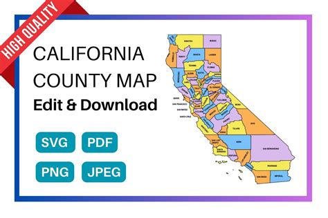 California County Map Editable And Printable State County Maps