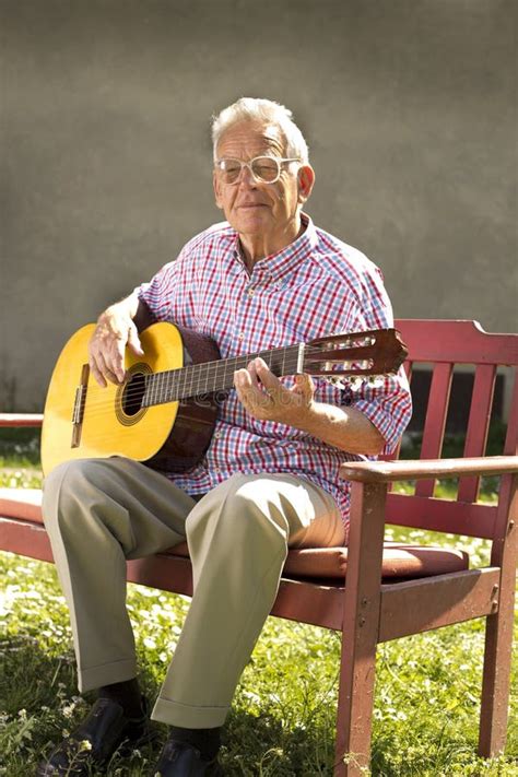 Senior Man With Guitar Stock Image Image Of Enjoying 40965145