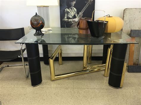 Modern Black Leather Desk With Glass Top 59 Wide X 35 Deep X 29 High 125 Dealer 81 Top