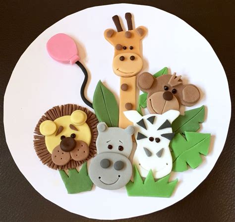1 X Edible Icing Jungle Animal Zoo Themed Round 7 Birthday Cake Topper