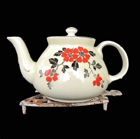Vintage Teapot Halls Kitchenware Red Poppy Mini New York Etsy Tea