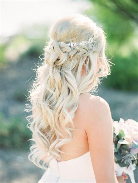 Perfect Long Blonde Curls Bridal Hair Fit For A Princess Diamond Headband Braided Half U In