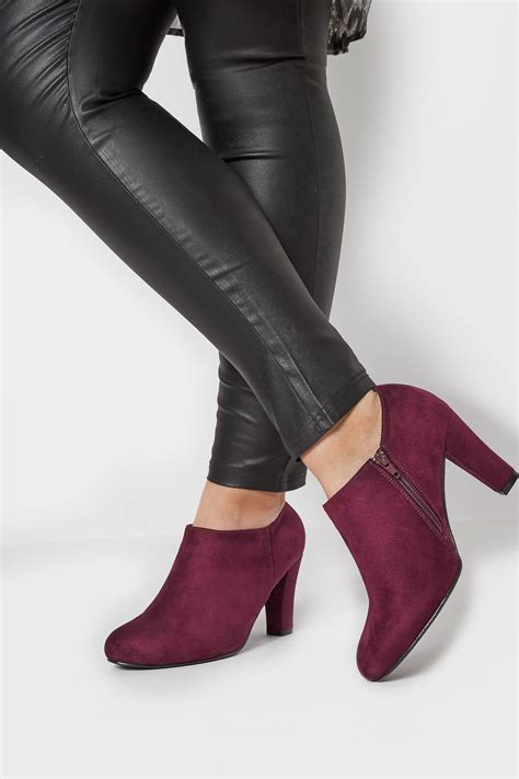 Burgundy Heeled Shoe Boots In Eee Fit Wide Fitting Sizes 4eee To 10eee