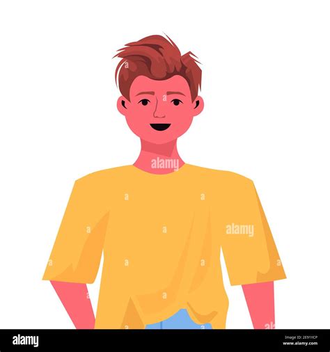 Beautiful Brown Hair Boy Cute Child Male Cartoon Character Portrait