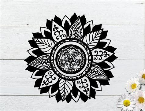 Sunflower Mandala Svg Sunflower Intricate Svg Cut File For Etsy