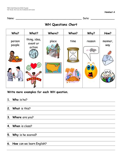 Give your child the answer, have them repeat after you. B. introduction to wh questions handouts a - n