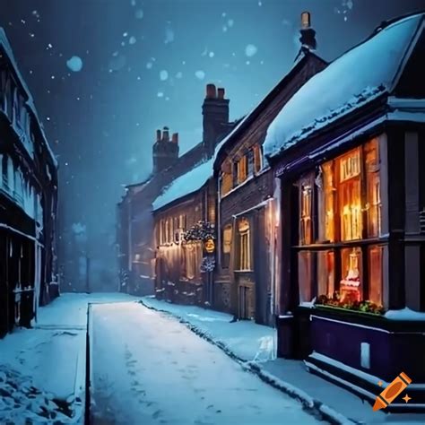 Victorian London Street Covered In Snow At Christmas On Craiyon