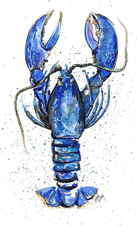 Blue Lobster Print Blue Lobster Lobster Art Print Paper Etsy