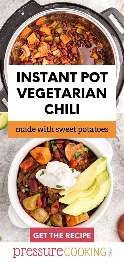 this instant pot sweet potato chili is a fun and filling meatless meal this sweet vegetarian