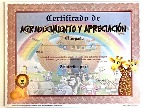 Certificado De Agradecimiento Y Apreciacion Nios