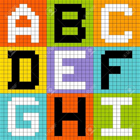 8 Bit Pixel Art Letters Abc Def Ghi Stock Vector 20238533 Pixel