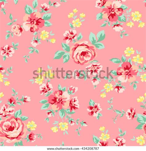 Wallpaper Vintage Pink Flower Pattern Stock Vector Royalty Free 434208787