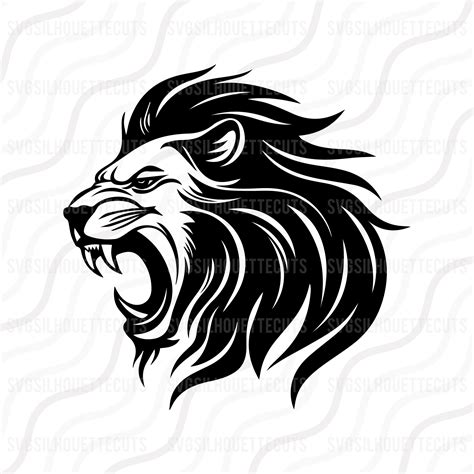 Lion Roaring Svg Lion Head Svg Lion Silhouette Svg Cut Table Etsy Uk
