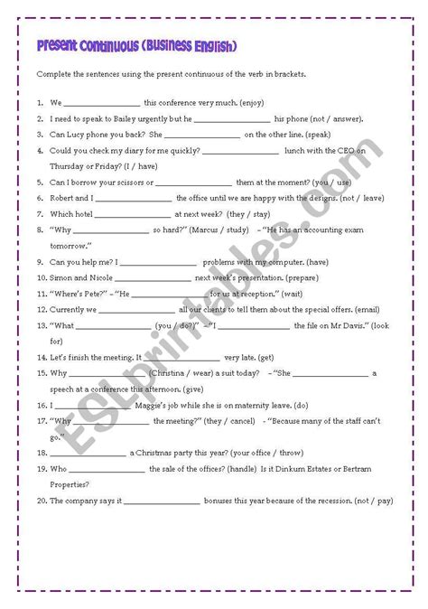 English Esl Business Worksheets Most Downloaded 191 Results Business