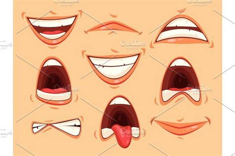 Mouth Emotions Of Smiling And Angry Scream Lips Illustration