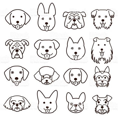 cute dogs faces line art set. | Dog line art, Dog drawing simple, Cute